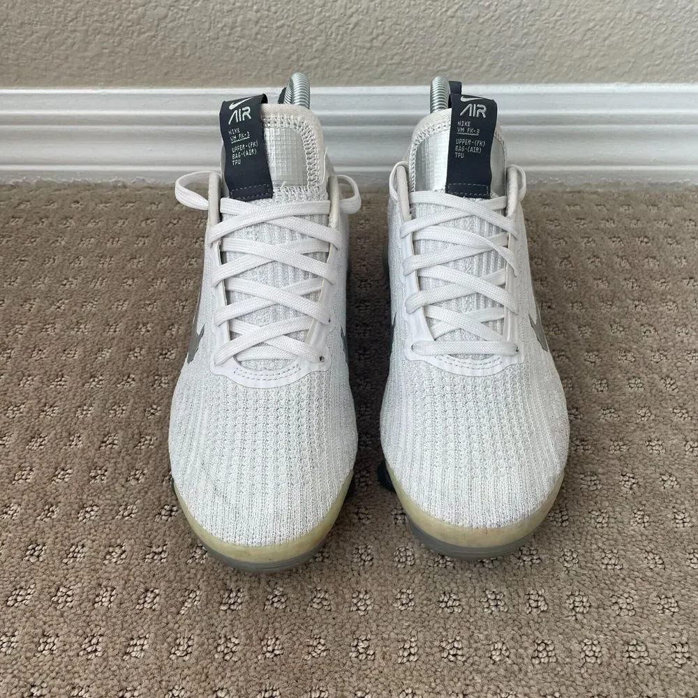 Nike Youth Air‎ Vapormax Flyknit 3 Sneakers Shoes 5.5Y White Silver BQ5238-101